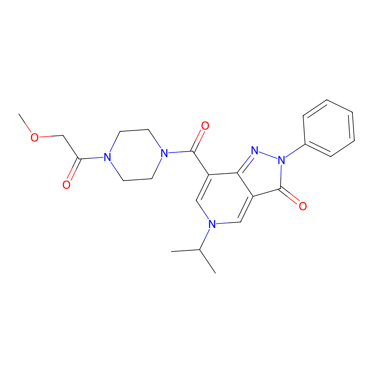 5-isopropyl-7-(4-(2-methoxyacetyl)piperazine-1-carbonyl)-2-phenyl-2H-pyrazolo[4,3-c]pyridin-3(5H)-one molecular structure, CAS 1040647-42-4