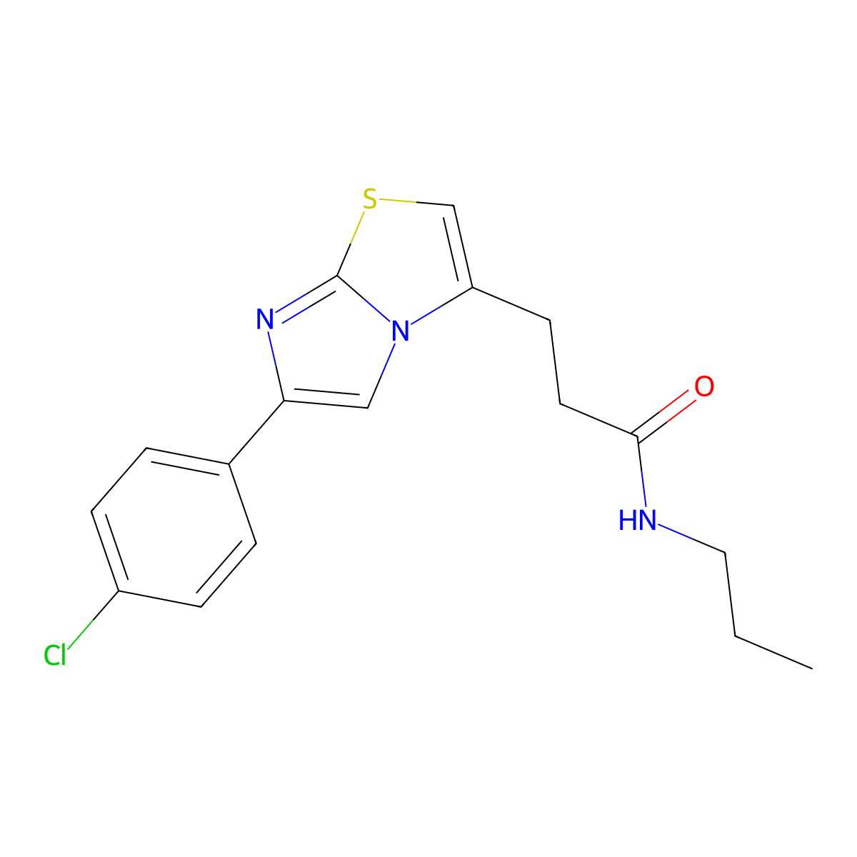 3-(6-(4-chlorophenyl)imidazo[2,1-b]thiazol-3-yl)-N-propylpropanamide molecular structure, CAS 1040647-44-6