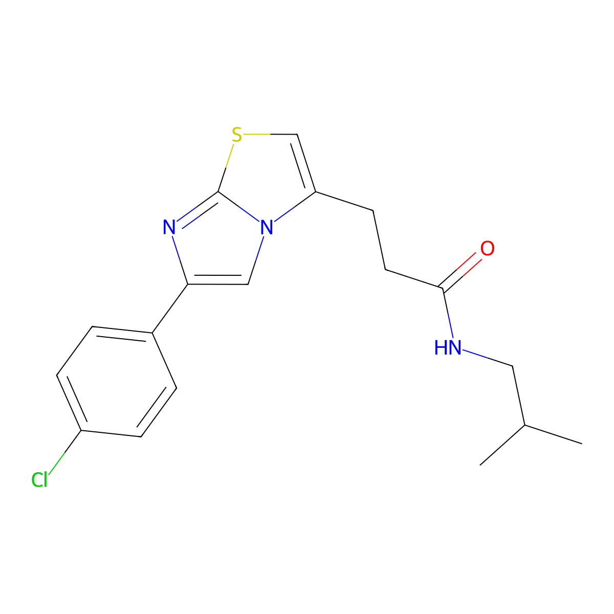 3-(6-(4-chlorophenyl)imidazo[2,1-b]thiazol-3-yl)-N-isobutylpropanamide molecular structure, CAS 1040647-49-1