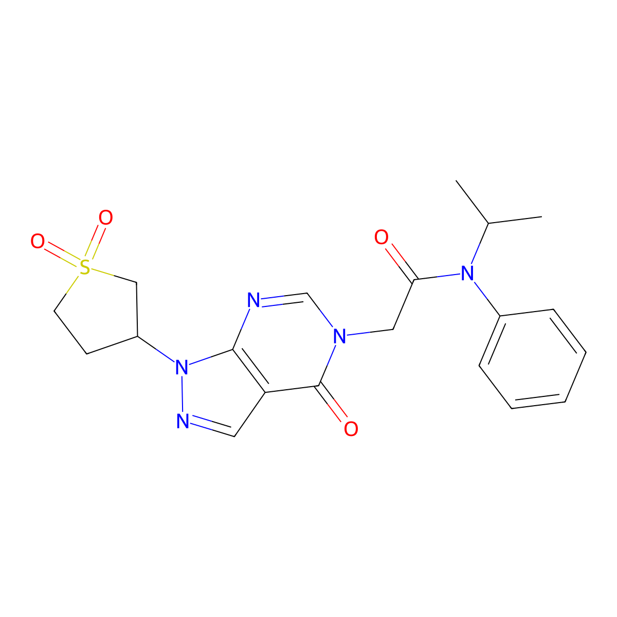2-(1-(1,1-dioxidotetrahydrothiophen-3-yl)-4-oxo-1H-pyrazolo[3,4-d]pyrimidin-5(4H)-yl)-N-isopropyl-N-phenylacetamide molecular structure, CAS 1040647-56-0