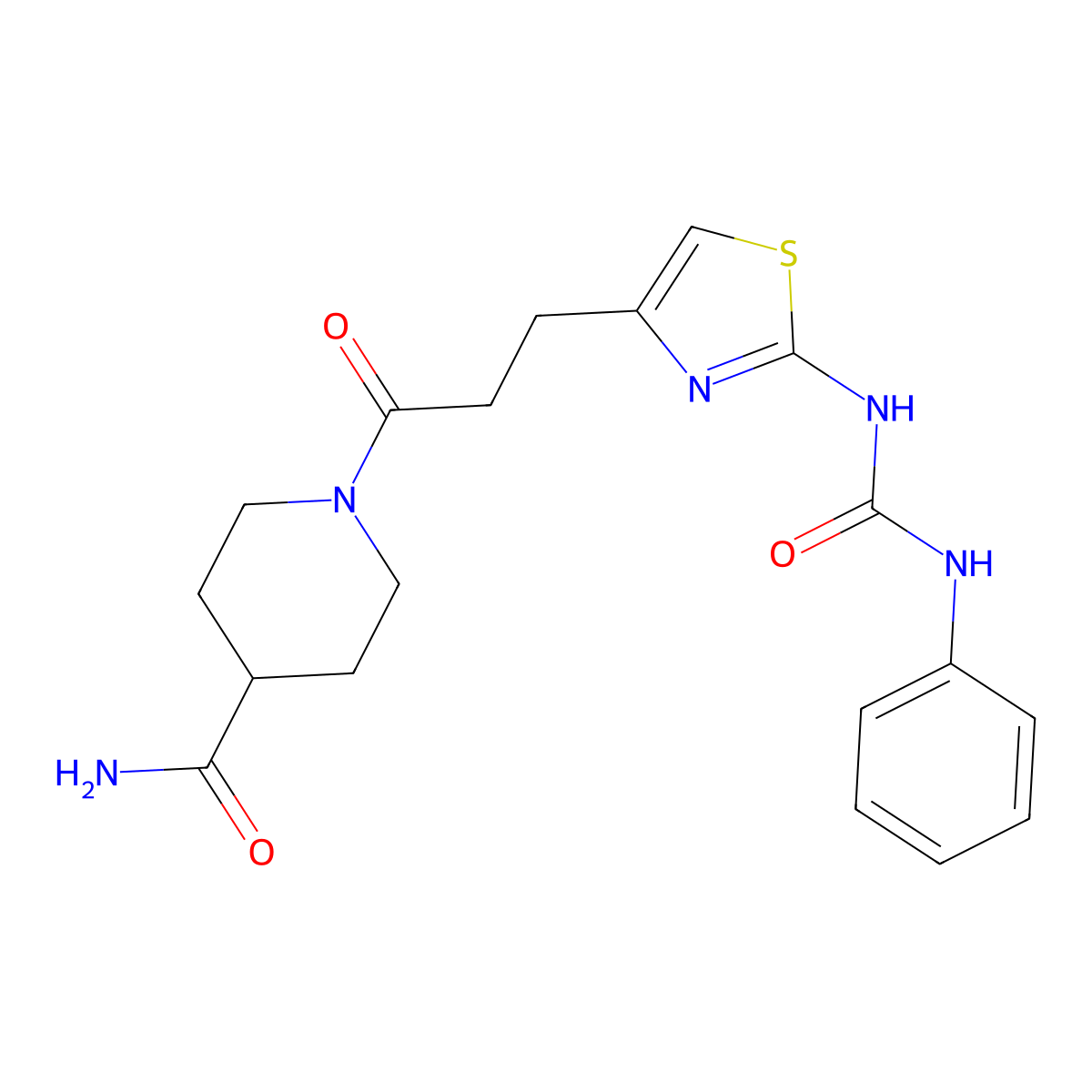 1-(3-{2-[(Phenylcarbamoyl)amino]-1,3-thiazol-4-yl}propanoyl)piperidine-4-carboxamide molecular structure, CAS 1040647-69-5