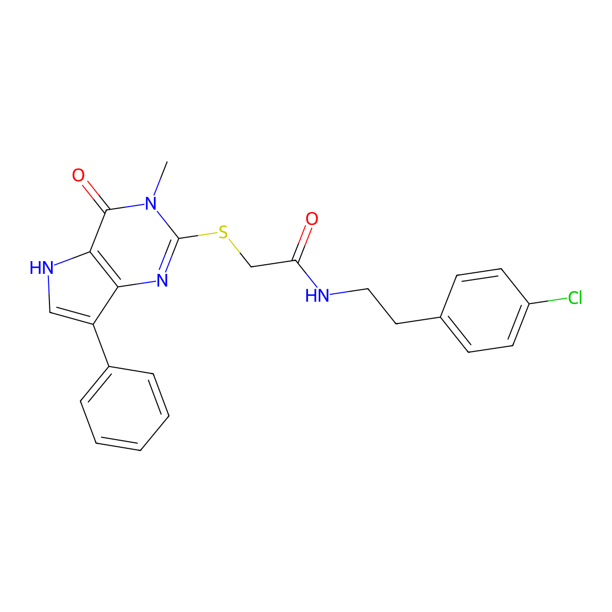 N-[2-(4-chlorophenyl)ethyl]-2-({3-methyl-4-oxo-7-phenyl-3H,4H,5H-pyrrolo[3,2-d]pyrimidin-2-yl}sulfanyl)acetamide molecular structure, CAS 1040647-73-1