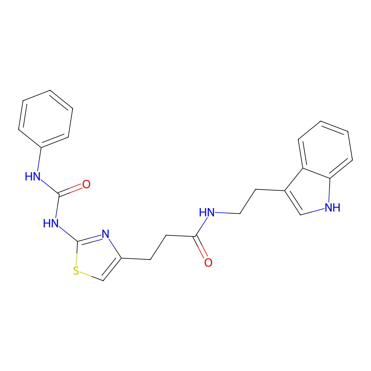 N-[2-(1H-indol-3-yl)ethyl]-3-{2-[(phenylcarbamoyl)amino]-1,3-thiazol-4-yl}propanamide molecular structure, CAS 1040647-74-2