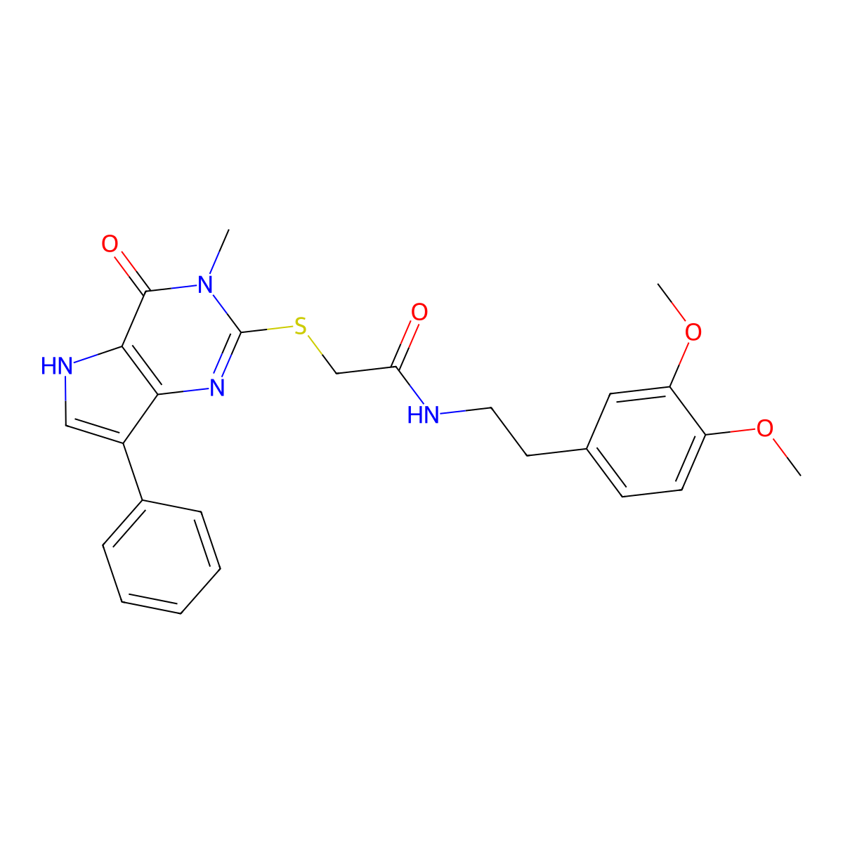N-[2-(3,4-dimethoxyphenyl)ethyl]-2-({3-methyl-4-oxo-7-phenyl-3H,4H,5H-pyrrolo[3,2-d]pyrimidin-2-yl}sulfanyl)acetamide molecular structure, CAS 1040647-78-6