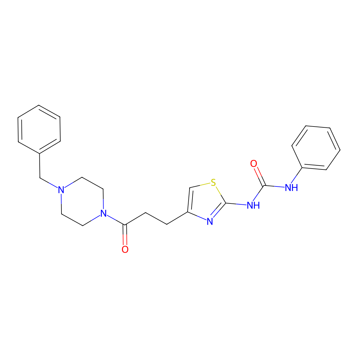 1-(4-(3-(4-Benzylpiperazin-1-yl)-3-oxopropyl)thiazol-2-yl)-3-phenylurea molecular structure, CAS 1040647-79-7