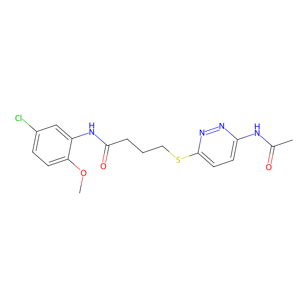 4-((6-acetamidopyridazin-3-yl)thio)-N-(5-chloro-2-methoxyphenyl)butanamide molecular structure, CAS 1040647-81-1