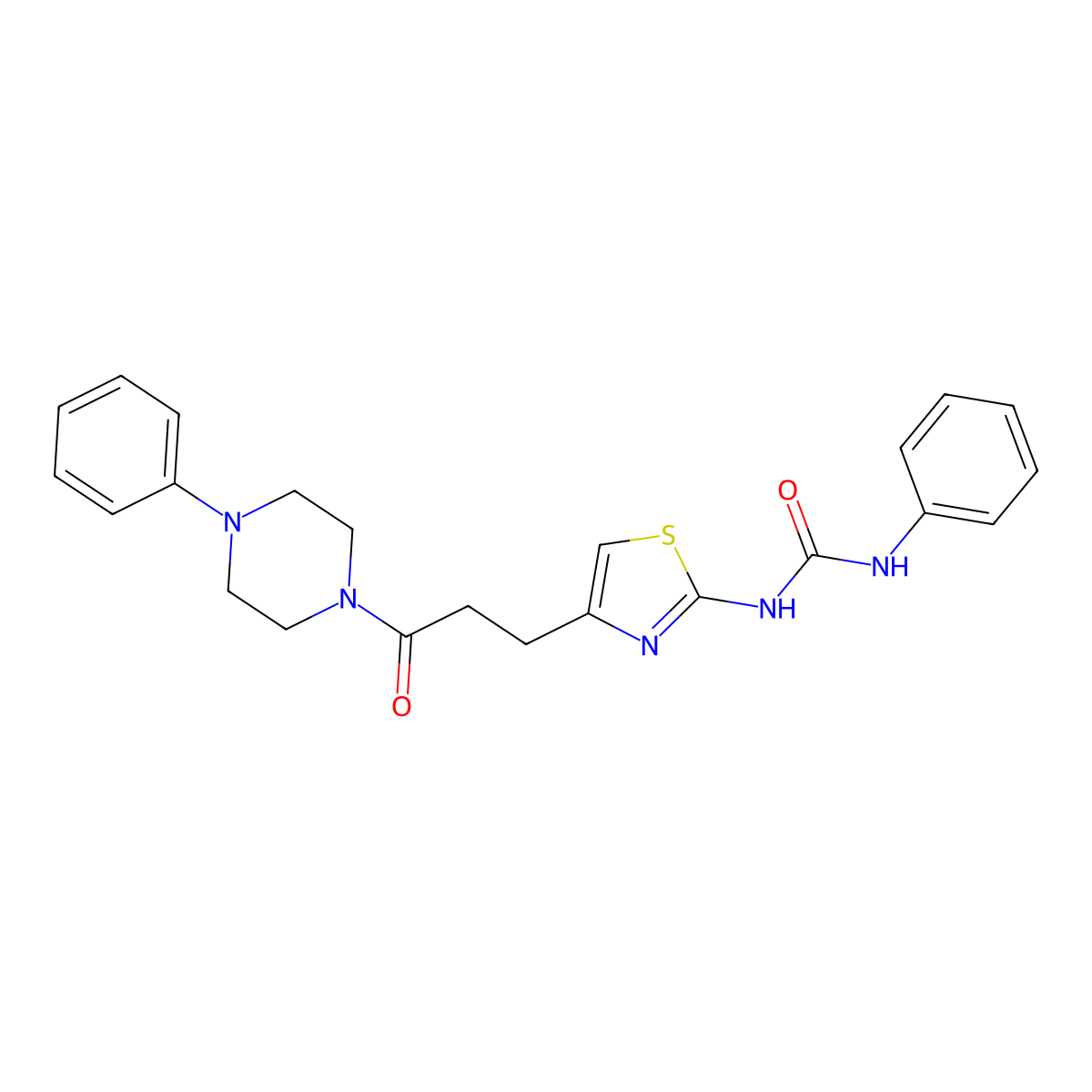 1-(4-(3-Oxo-3-(4-phenylpiperazin-1-yl)propyl)thiazol-2-yl)-3-phenylurea molecular structure, CAS 1040647-84-4