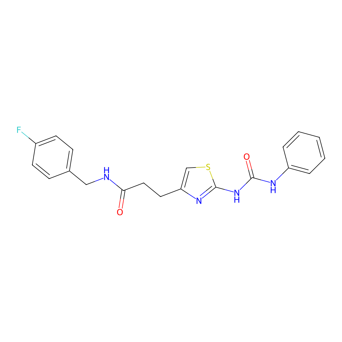 N-[(4-fluorophenyl)methyl]-3-{2-[(phenylcarbamoyl)amino]-1,3-thiazol-4-yl}propanamide molecular structure, CAS 1040647-89-9