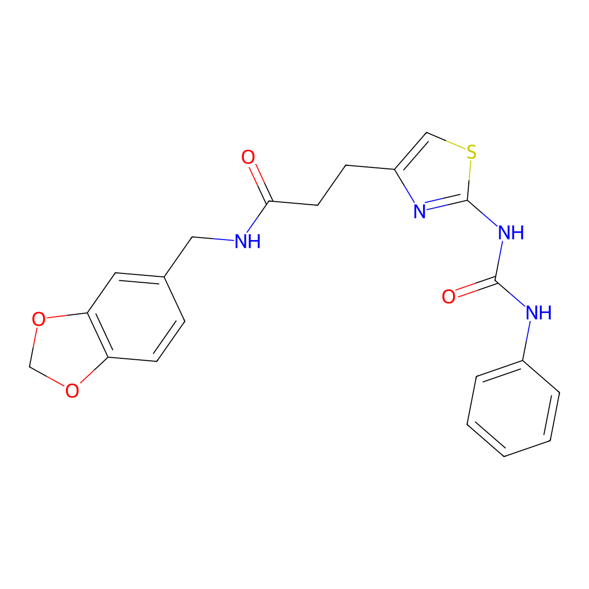 N-[(2H-1,3-benzodioxol-5-yl)methyl]-3-{2-[(phenylcarbamoyl)amino]-1,3-thiazol-4-yl}propanamide molecular structure, CAS 1040647-94-6
