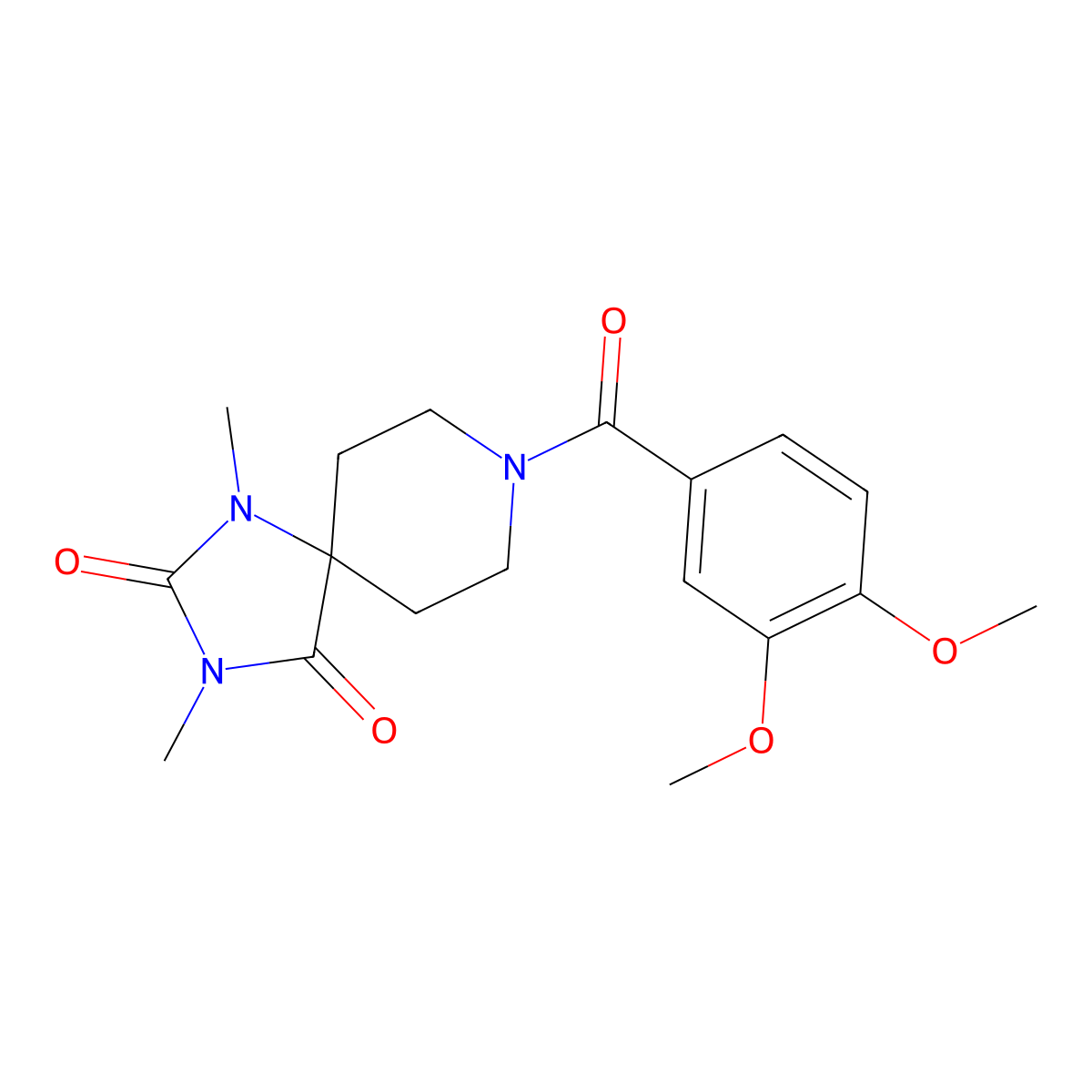 8-(3,4-Dimethoxybenzoyl)-1,3-dimethyl-1,3,8-triazaspiro[4.5]decane-2,4-dione molecular structure, CAS 1040647-95-7