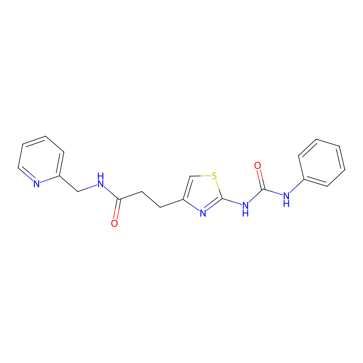 3-{2-[(phenylcarbamoyl)amino]-1,3-thiazol-4-yl}-N-[(pyridin-2-yl)methyl]propanamide molecular structure, CAS 1040647-99-1