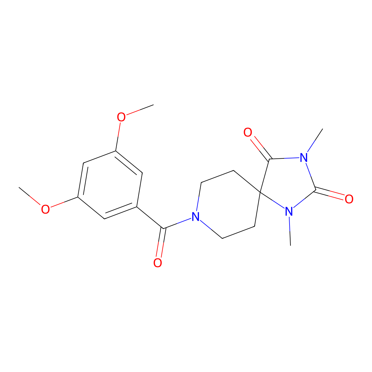8-(3,5-Dimethoxybenzoyl)-1,3-dimethyl-1,3,8-triazaspiro[4.5]decane-2,4-dione molecular structure, CAS 1040648-00-7