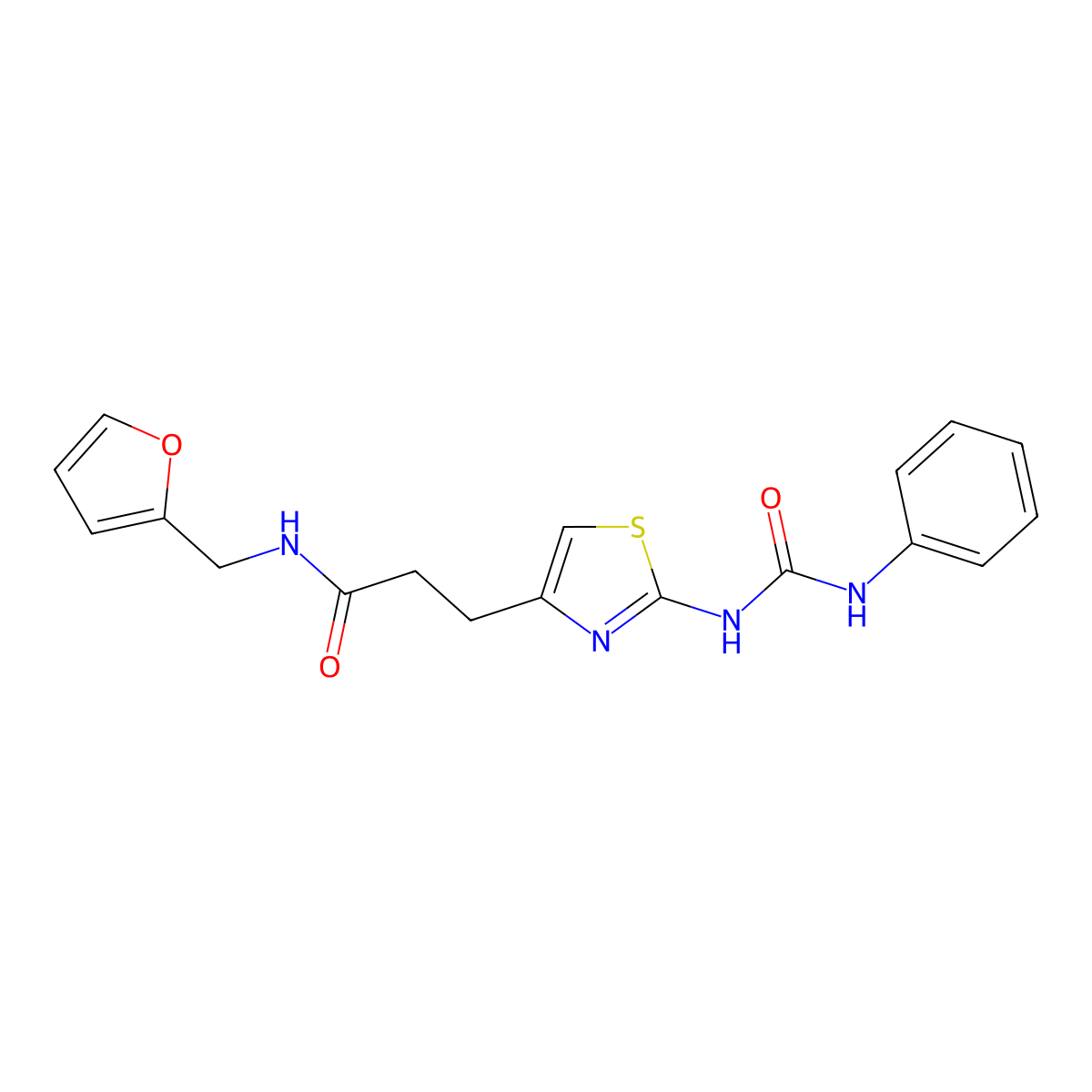 N-[(furan-2-yl)methyl]-3-{2-[(phenylcarbamoyl)amino]-1,3-thiazol-4-yl}propanamide molecular structure, CAS 1040648-04-1