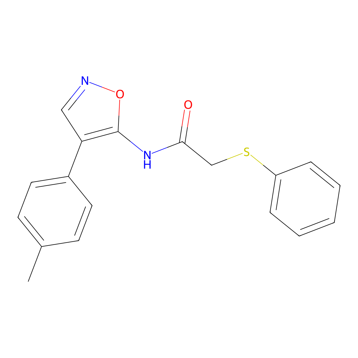 N-[4-(4-methylphenyl)-1,2-oxazol-5-yl]-2-(phenylsulfanyl)acetamide molecular structure, CAS 1040648-18-7