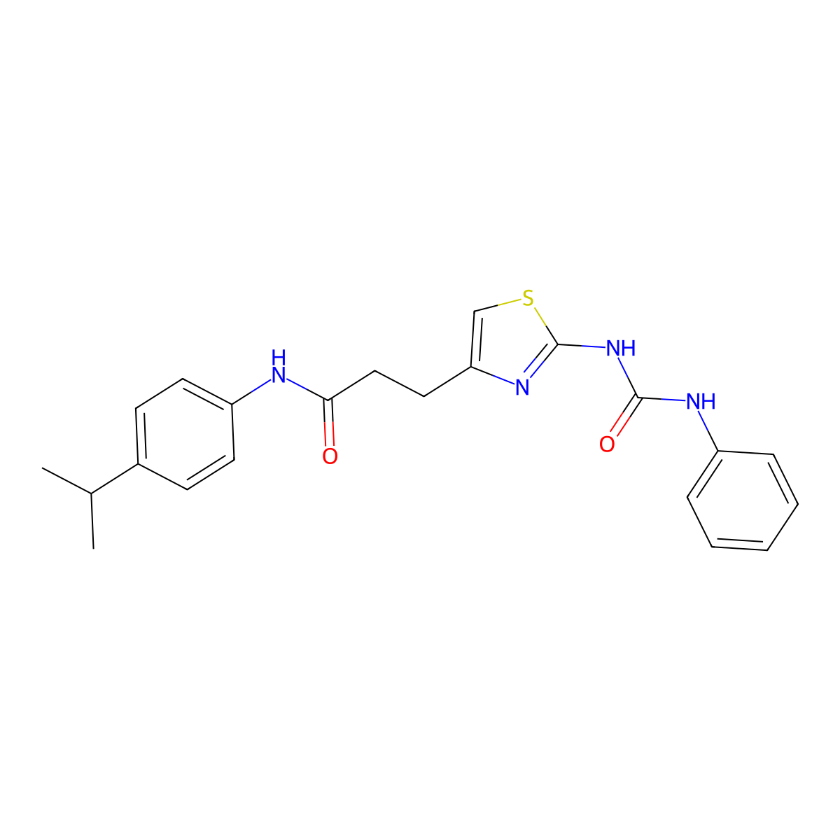 3-{2-[(phenylcarbamoyl)amino]-1,3-thiazol-4-yl}-N-[4-(propan-2-yl)phenyl]propanamide molecular structure, CAS 1040648-19-8