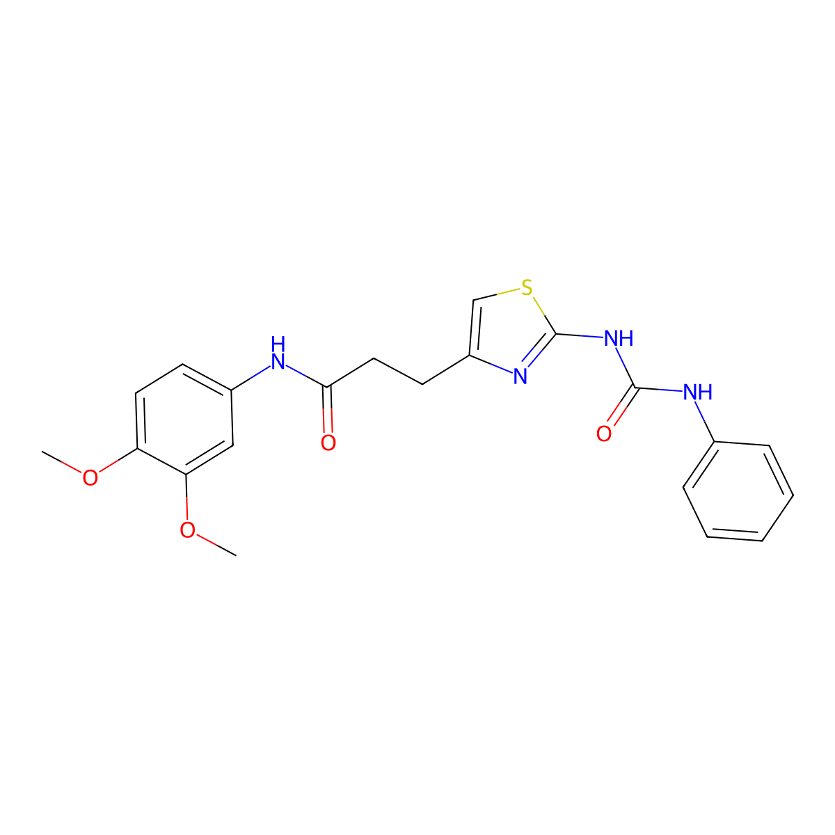 N-(3,4-dimethoxyphenyl)-3-{2-[(phenylcarbamoyl)amino]-1,3-thiazol-4-yl}propanamide molecular structure, CAS 1040648-24-5
