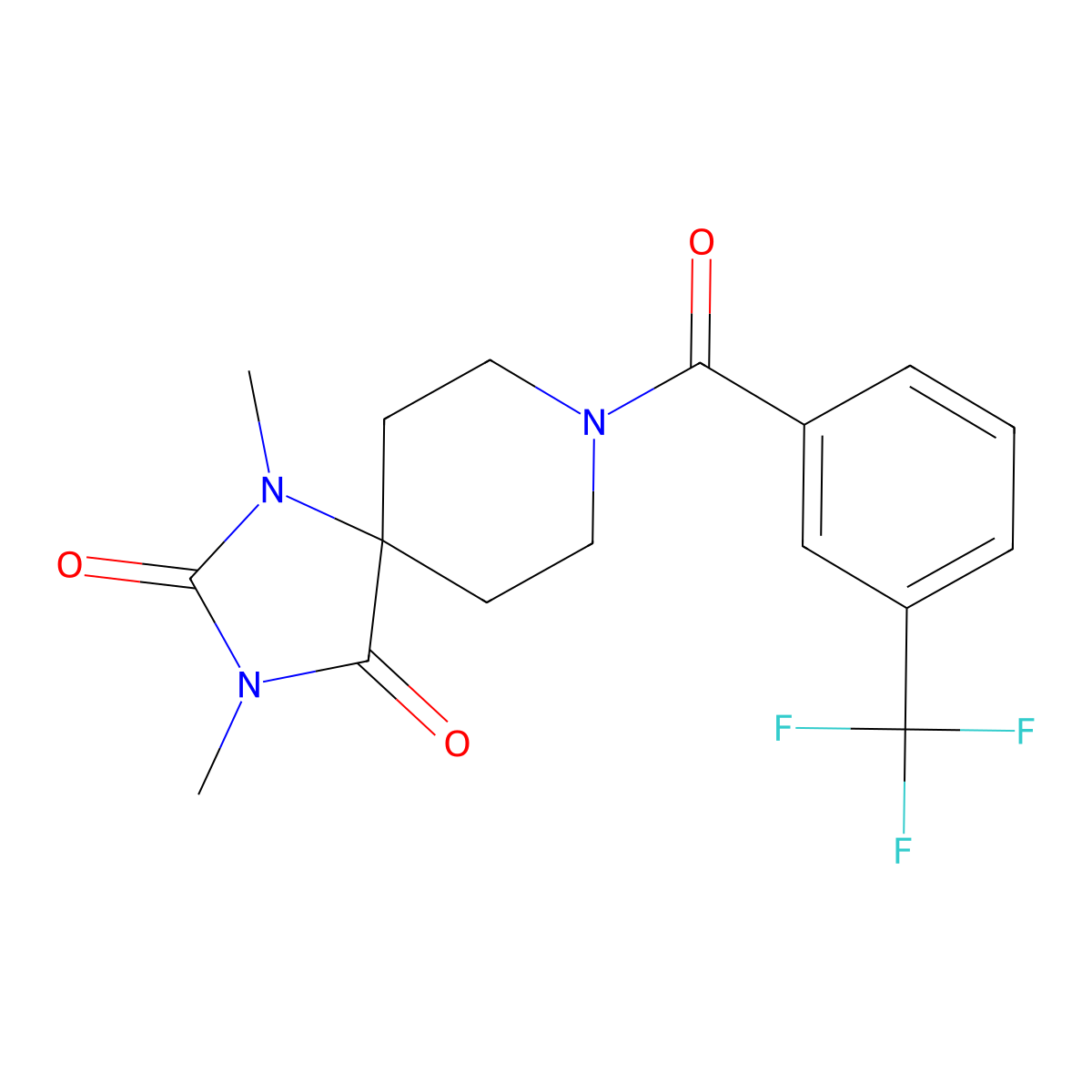 1,3-Dimethyl-8-[3-(trifluoromethyl)benzoyl]-1,3,8-triazaspiro[4.5]decane-2,4-dione molecular structure, CAS 1040648-25-6