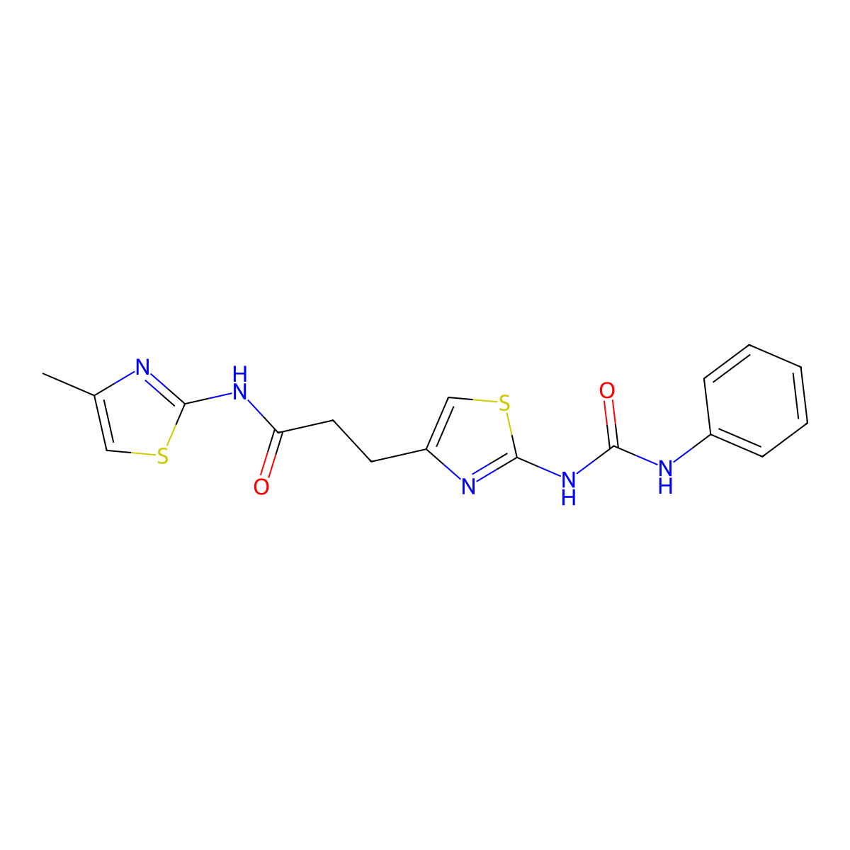 N-(4-methyl-1,3-thiazol-2-yl)-3-{2-[(phenylcarbamoyl)amino]-1,3-thiazol-4-yl}propanamide molecular structure, CAS 1040648-39-2