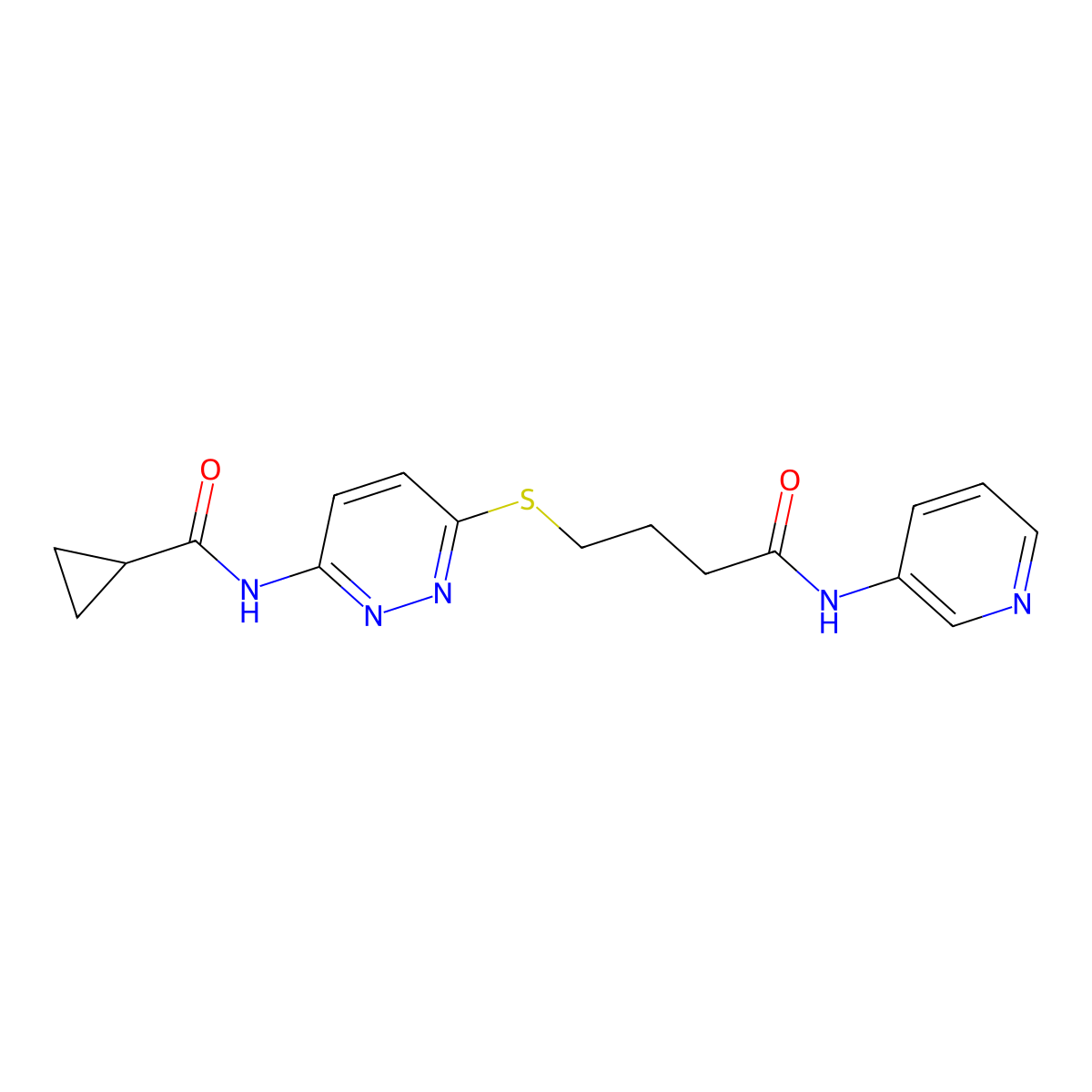 N-(6-((4-oxo-4-(pyridin-3-ylamino)butyl)thio)pyridazin-3-yl)cyclopropanecarboxamide molecular structure, CAS 1040648-41-6