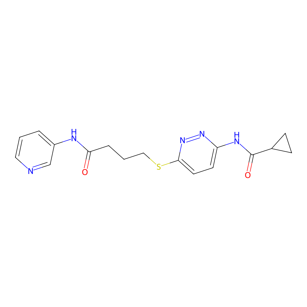 N-(6-((4-oxo-4-(pyridin-3-ylamino)butyl)thio)pyridazin-3-yl)cyclopropanecarboxamide molecular structure, CAS 1040648-41-6