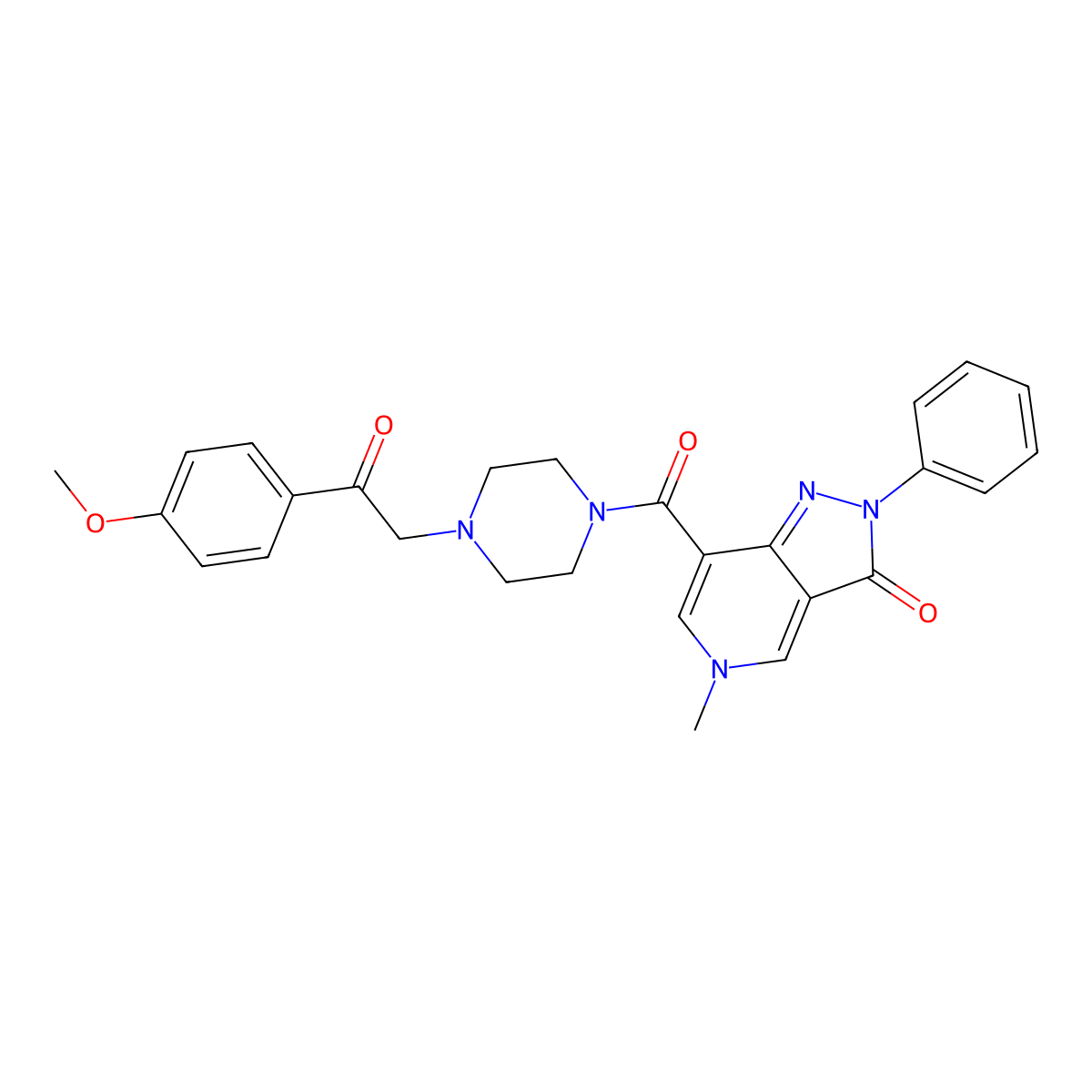 7-(4-(2-(4-methoxyphenyl)-2-oxoethyl)piperazine-1-carbonyl)-5-methyl-2-phenyl-2H-pyrazolo[4,3-c]pyridin-3(5H)-one molecular structure, CAS 1040648-42-7