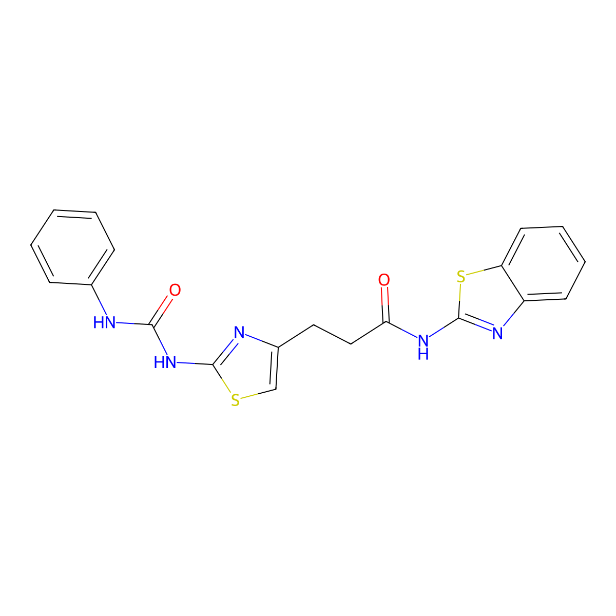 N-(1,3-benzothiazol-2-yl)-3-{2-[(phenylcarbamoyl)amino]-1,3-thiazol-4-yl}propanamide molecular structure, CAS 1040648-44-9