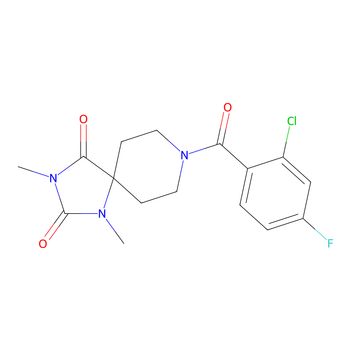 8-(2-Chloro-4-fluorobenzoyl)-1,3-dimethyl-1,3,8-triazaspiro[4.5]decane-2,4-dione molecular structure, CAS 1040648-45-0