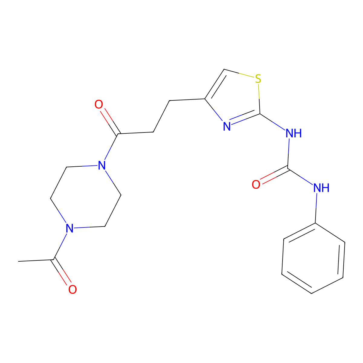 1-(4-(3-(4-Acetylpiperazin-1-yl)-3-oxopropyl)thiazol-2-yl)-3-phenylurea molecular structure, CAS 1040648-55-2