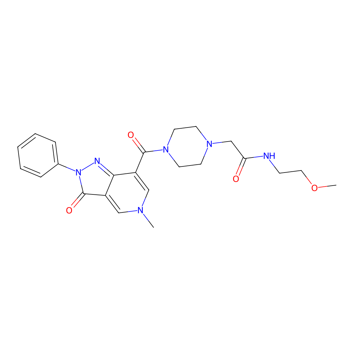 N-(2-methoxyethyl)-2-(4-(5-methyl-3-oxo-2-phenyl-3,5-dihydro-2H-pyrazolo[4,3-c]pyridine-7-carbonyl)piperazin-1-yl)acetamide molecular structure, CAS 1040648-58-5