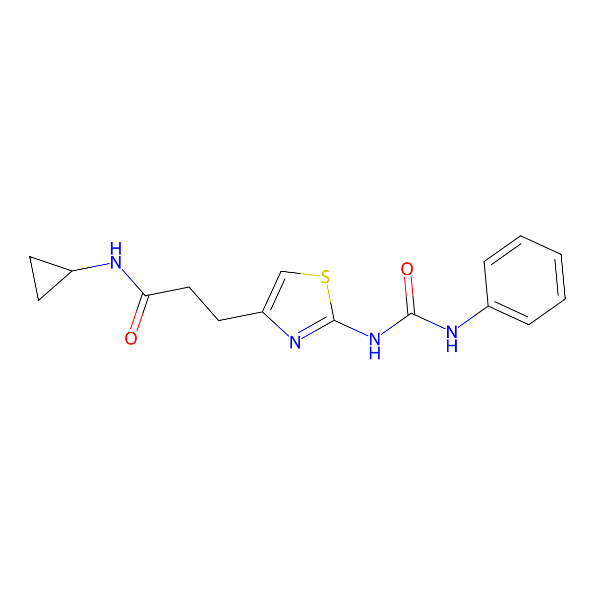 N-cyclopropyl-3-{2-[(phenylcarbamoyl)amino]-1,3-thiazol-4-yl}propanamide molecular structure, CAS 1040648-66-5