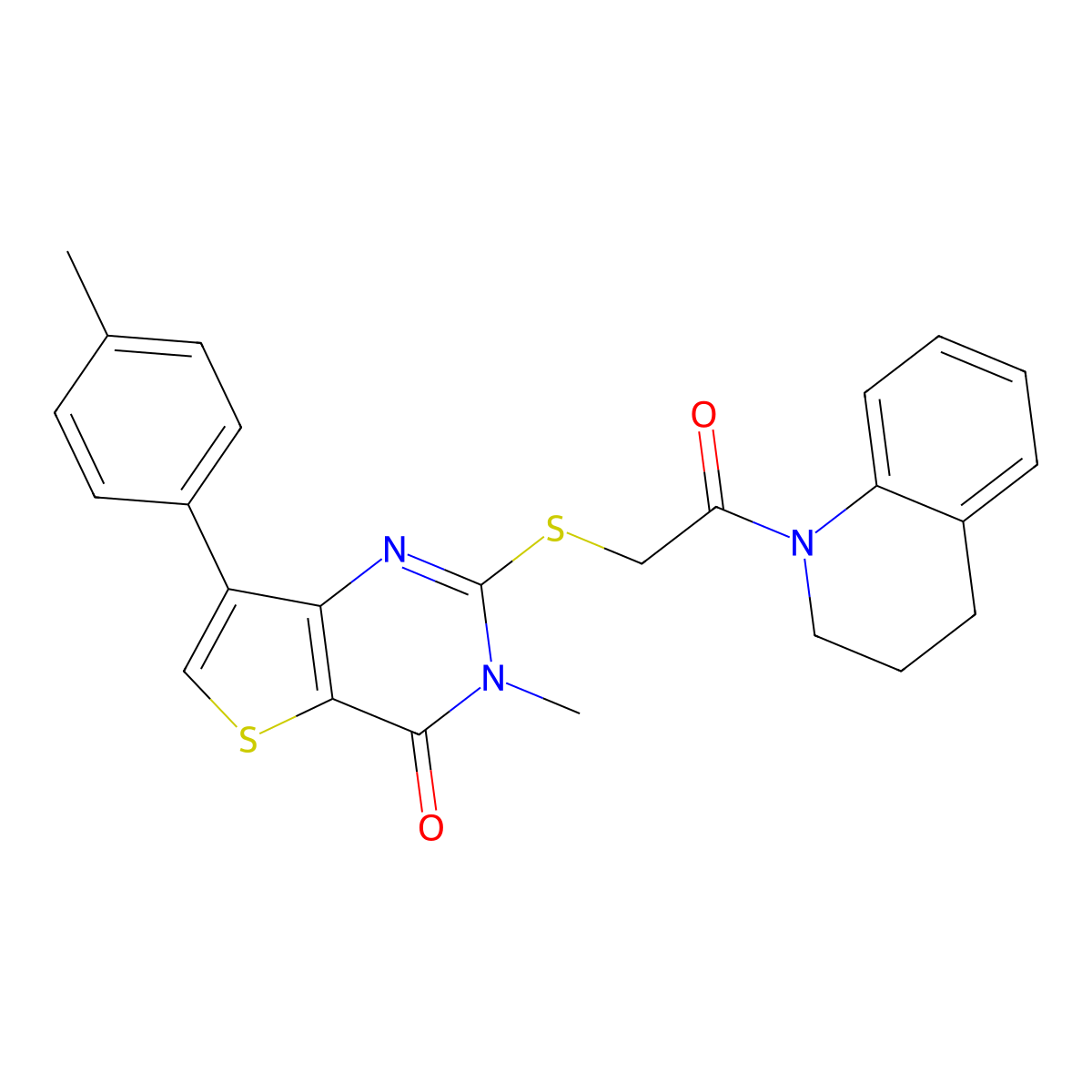 3-methyl-7-(4-methylphenyl)-2-{[2-oxo-2-(1,2,3,4-tetrahydroquinolin-1-yl)ethyl]sulfanyl}-3H,4H-thieno[3,2-d]pyrimidin-4-one molecular structure, CAS 1040648-70-1