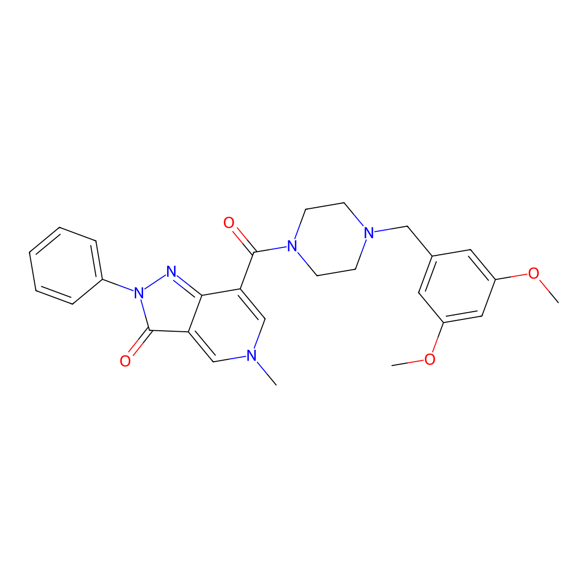 7-(4-(3,5-dimethoxybenzyl)piperazine-1-carbonyl)-5-methyl-2-phenyl-2H-pyrazolo[4,3-c]pyridin-3(5H)-one molecular structure, CAS 1040648-73-4