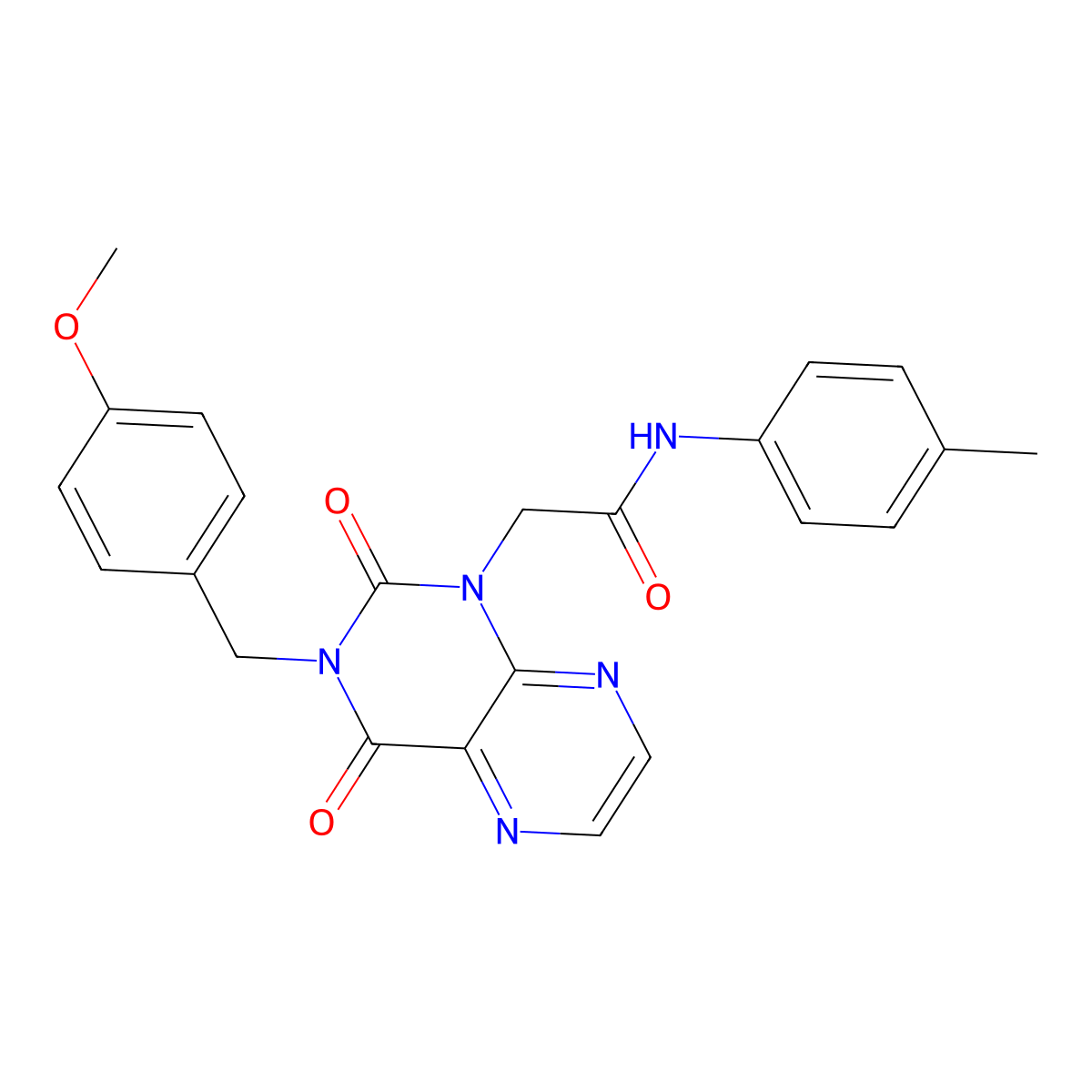 2-(3-(4-methoxybenzyl)-2,4-dioxo-3,4-dihydropteridin-1(2H)-yl)-N-(p-tolyl)acetamide molecular structure, CAS 1040648-74-5