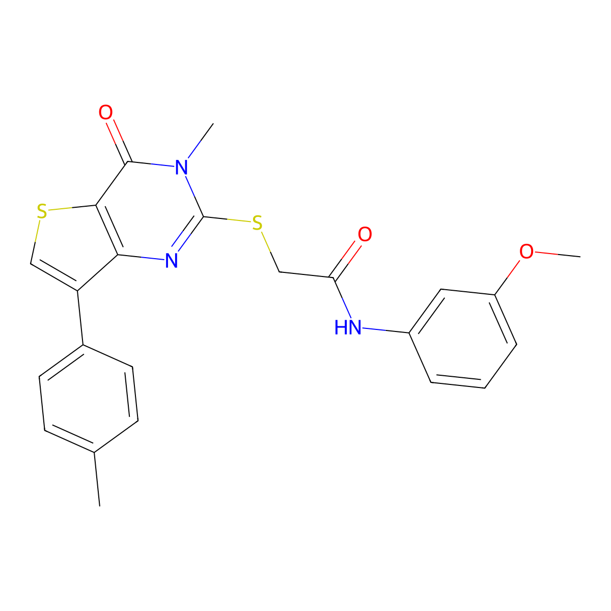 N-(3-methoxyphenyl)-2-{[3-methyl-7-(4-methylphenyl)-4-oxo-3H,4H-thieno[3,2-d]pyrimidin-2-yl]sulfanyl}acetamide molecular structure, CAS 1040648-80-3