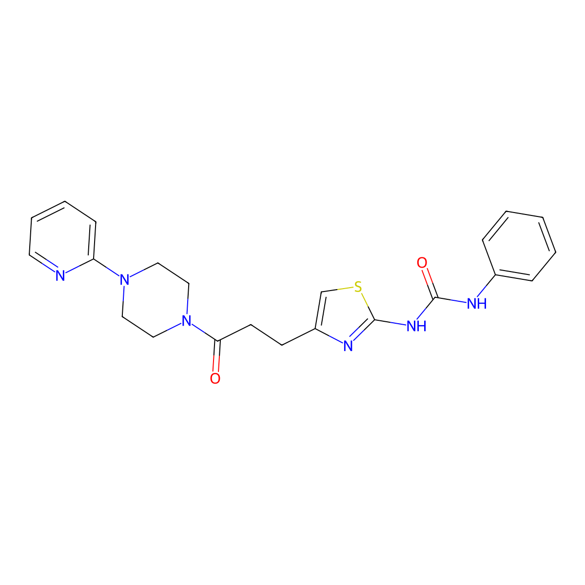 1-(4-(3-Oxo-3-(4-(pyridin-2-yl)piperazin-1-yl)propyl)thiazol-2-yl)-3-phenylurea molecular structure, CAS 1040648-81-4