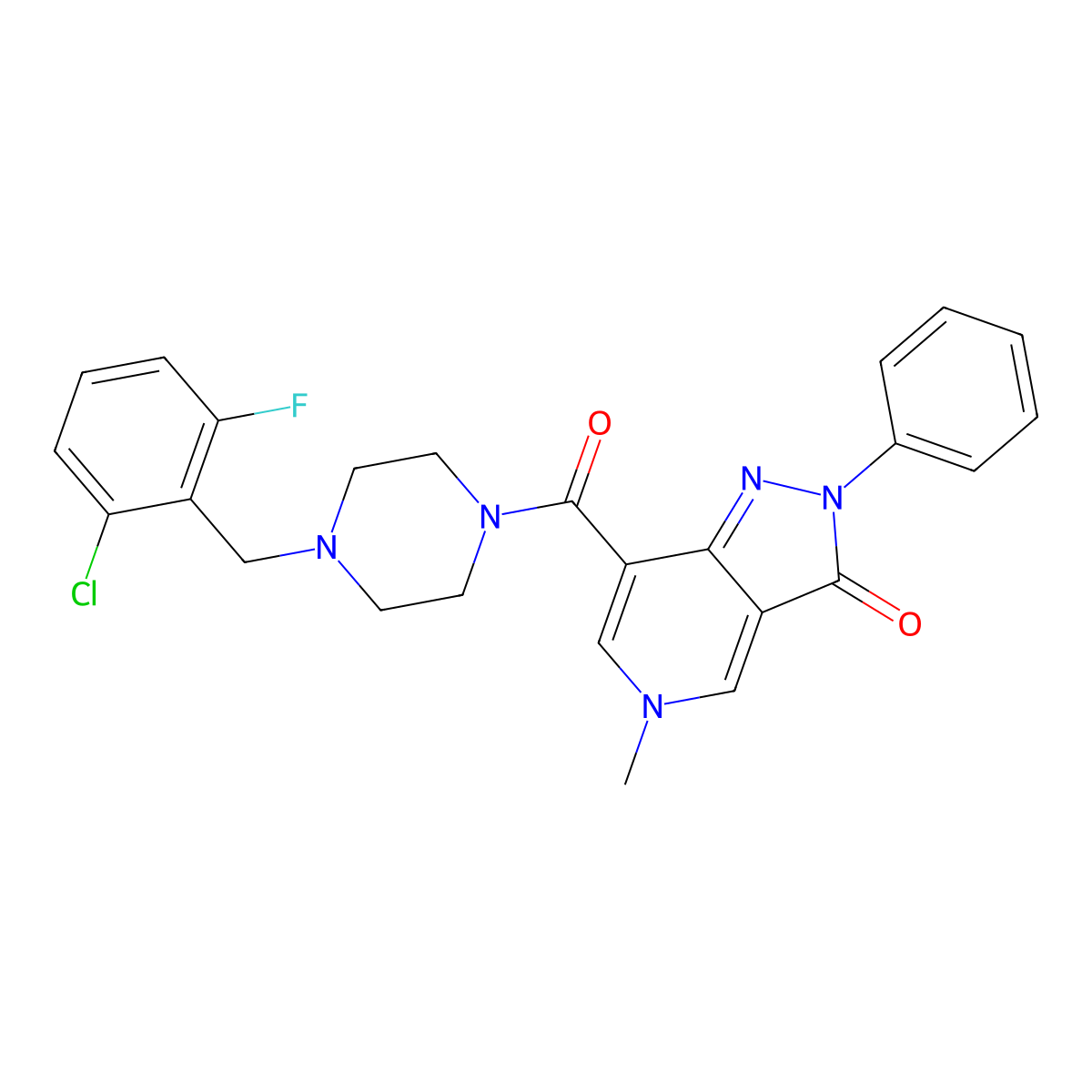 7-(4-(2-chloro-6-fluorobenzyl)piperazine-1-carbonyl)-5-methyl-2-phenyl-2H-pyrazolo[4,3-c]pyridin-3(5H)-one molecular structure, CAS 1040648-83-6