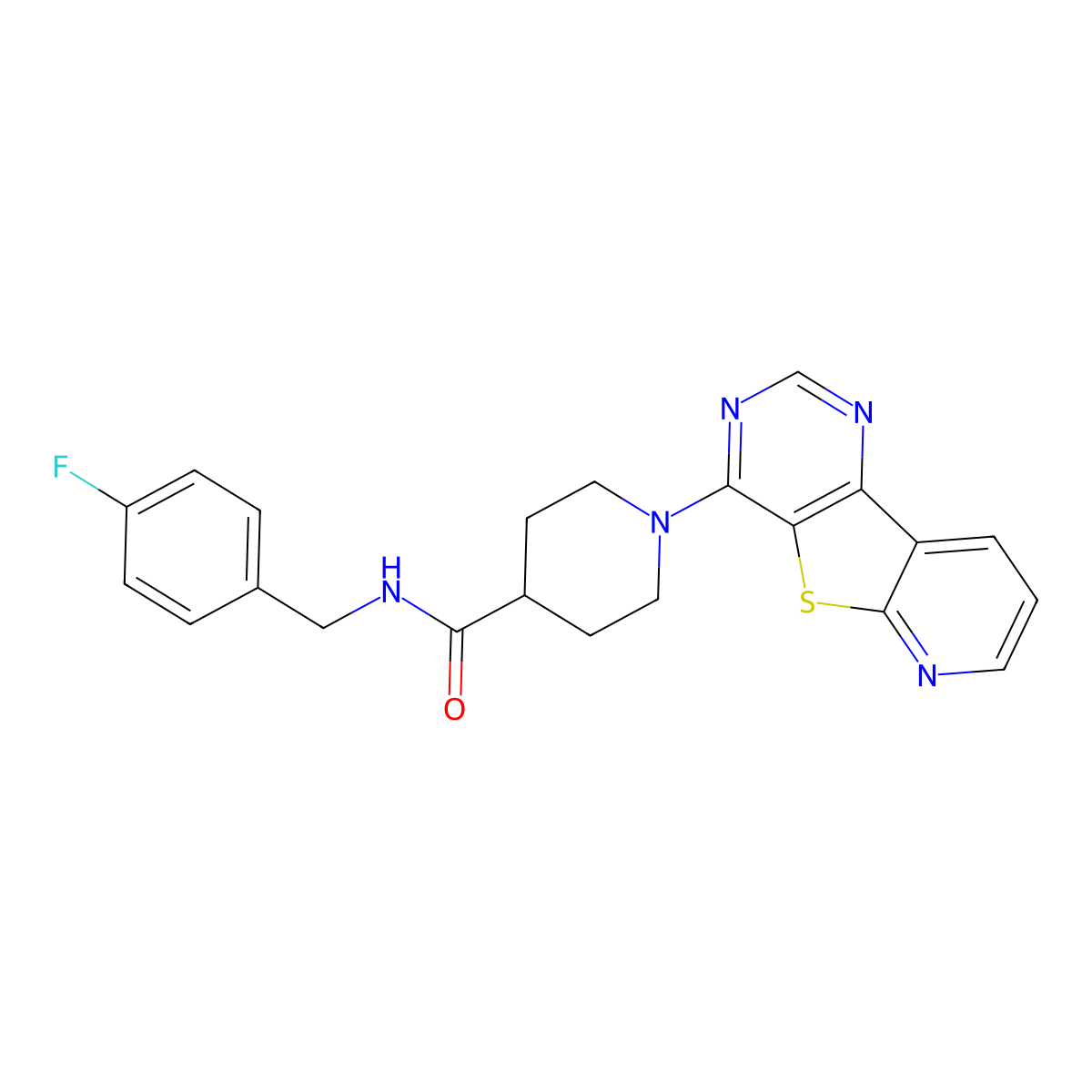 N-[(4-fluorophenyl)methyl]-1-{8-thia-3,5,10-triazatricyclo[7.4.0.0^{2,7}]trideca-1(13),2(7),3,5,9,11-hexaen-6-yl}piperidine-4-carboxamide molecular structure, CAS 1040648-84-7