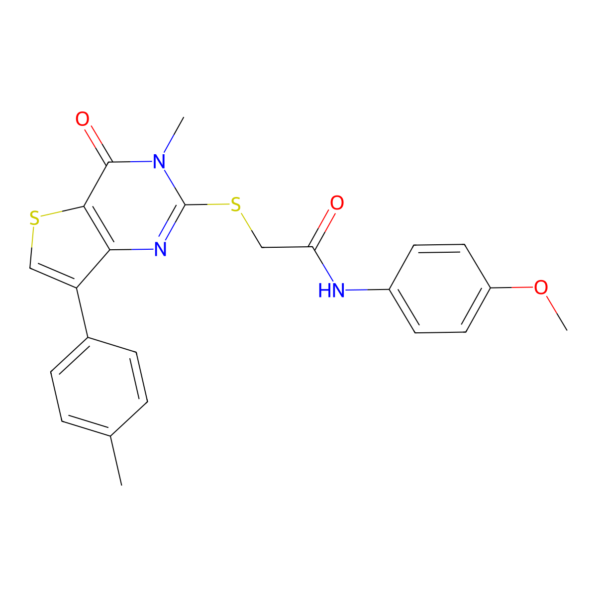 N-(4-methoxyphenyl)-2-{[3-methyl-7-(4-methylphenyl)-4-oxo-3H,4H-thieno[3,2-d]pyrimidin-2-yl]sulfanyl}acetamide molecular structure, CAS 1040648-85-8