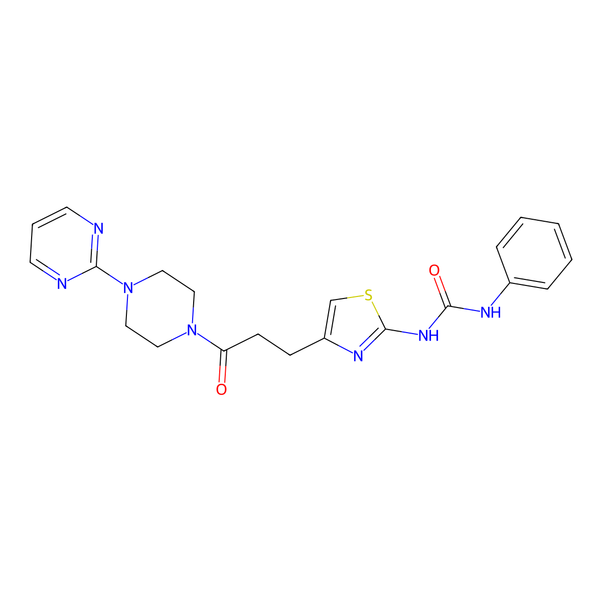3-(4-{3-Oxo-3-[4-(pyrimidin-2-yl)piperazin-1-yl]propyl}-1,3-thiazol-2-yl)-1-phenylurea molecular structure, CAS 1040648-86-9