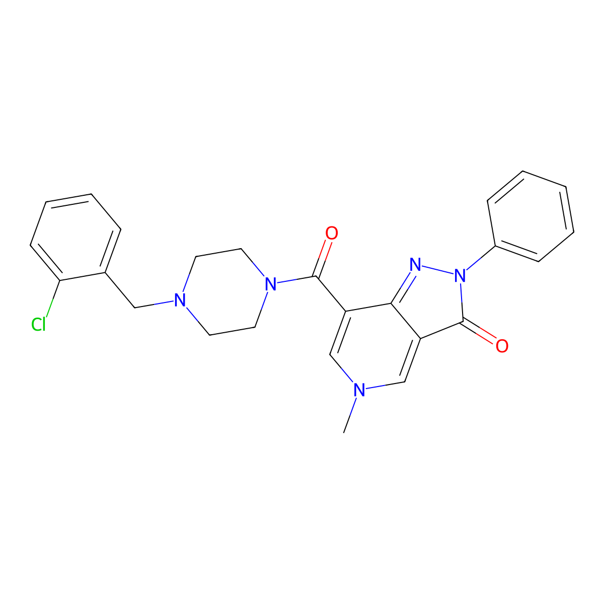7-(4-(2-chlorobenzyl)piperazine-1-carbonyl)-5-methyl-2-phenyl-2H-pyrazolo[4,3-c]pyridin-3(5H)-one molecular structure, CAS 1040648-88-1