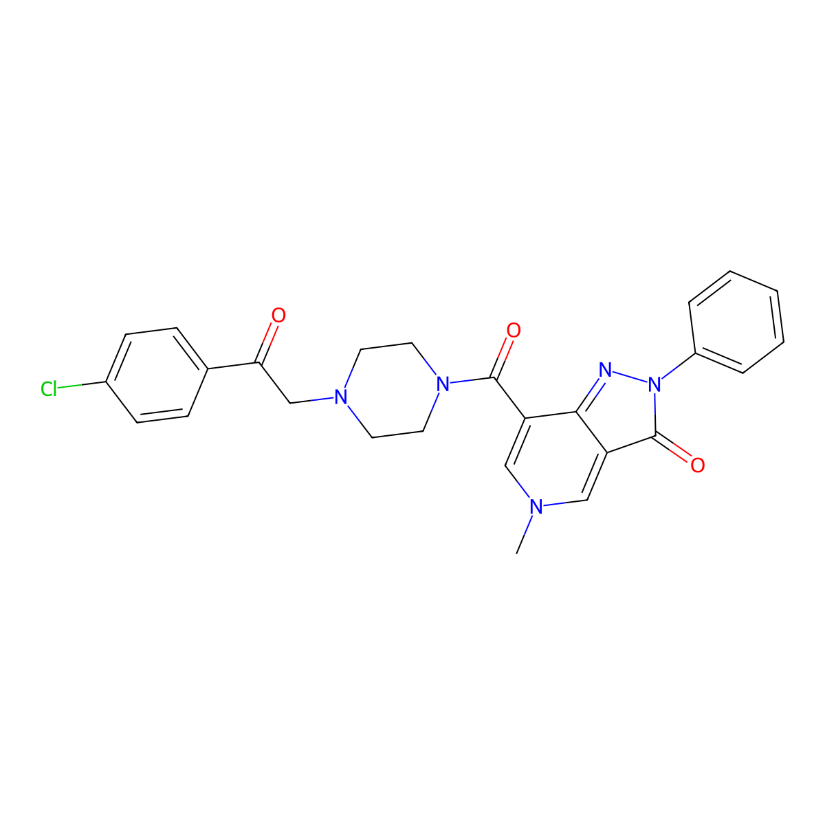 7-(4-(2-(4-chlorophenyl)-2-oxoethyl)piperazine-1-carbonyl)-5-methyl-2-phenyl-2H-pyrazolo[4,3-c]pyridin-3(5H)-one molecular structure, CAS 1040648-93-8
