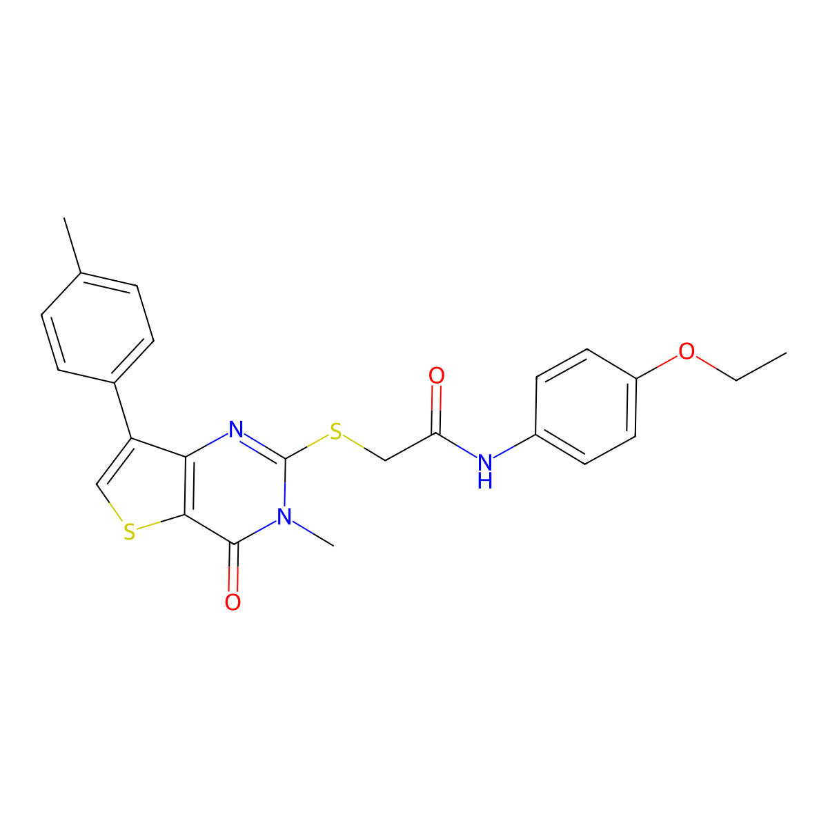 N-(4-ethoxyphenyl)-2-{[3-methyl-7-(4-methylphenyl)-4-oxo-3,4-dihydrothieno[3,2-d]pyrimidin-2-yl]thio}acetamide molecular structure, CAS 1040648-98-3