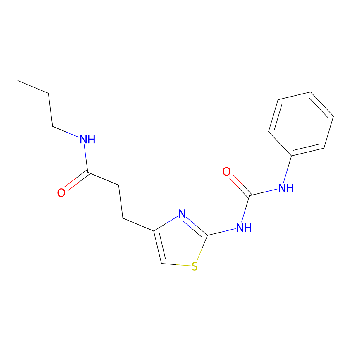3-(2-(3-phenylureido)thiazol-4-yl)-N-propylpropanamide molecular structure, CAS 1040648-99-4