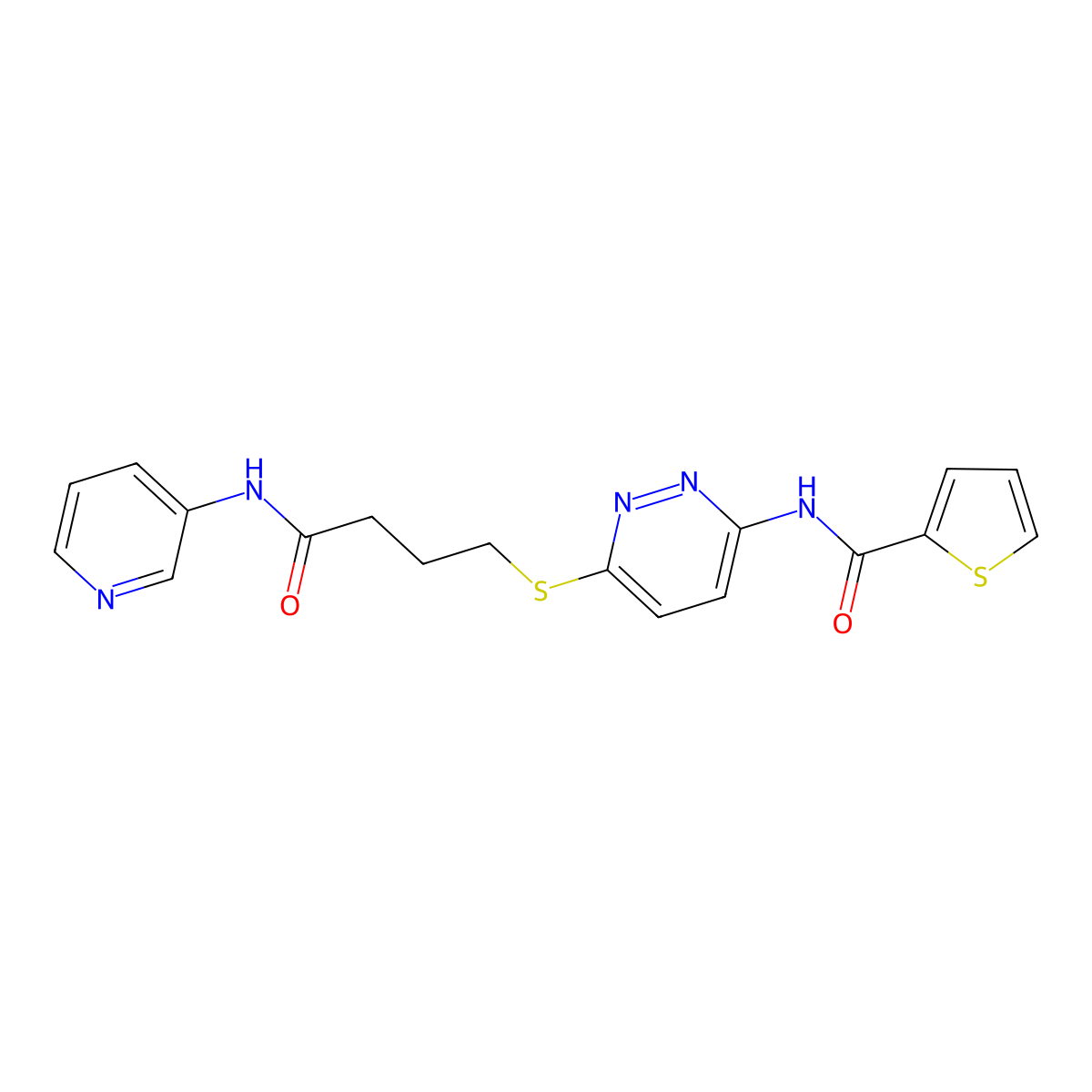 N-(6-((4-oxo-4-(pyridin-3-ylamino)butyl)thio)pyridazin-3-yl)thiophene-2-carboxamide molecular structure, CAS 1040649-00-0