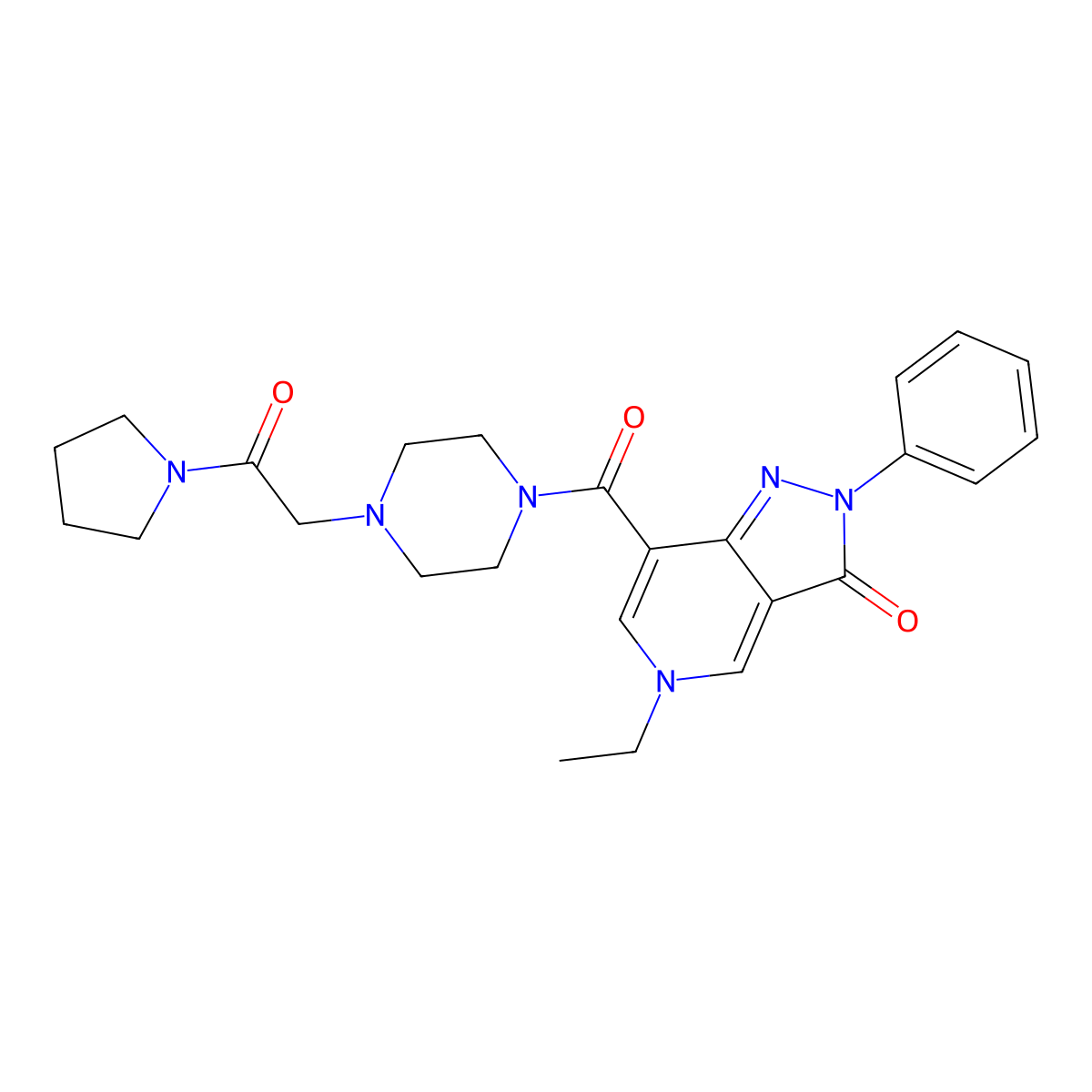 5-ethyl-7-(4-(2-oxo-2-(pyrrolidin-1-yl)ethyl)piperazine-1-carbonyl)-2-phenyl-2H-pyrazolo[4,3-c]pyridin-3(5H)-one molecular structure, CAS 1040649-01-1