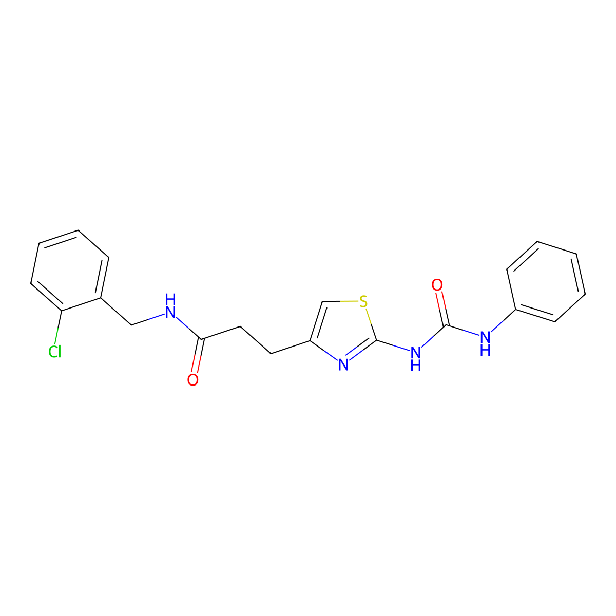 N-[(2-chlorophenyl)methyl]-3-{2-[(phenylcarbamoyl)amino]-1,3-thiazol-4-yl}propanamide molecular structure, CAS 1040649-03-3