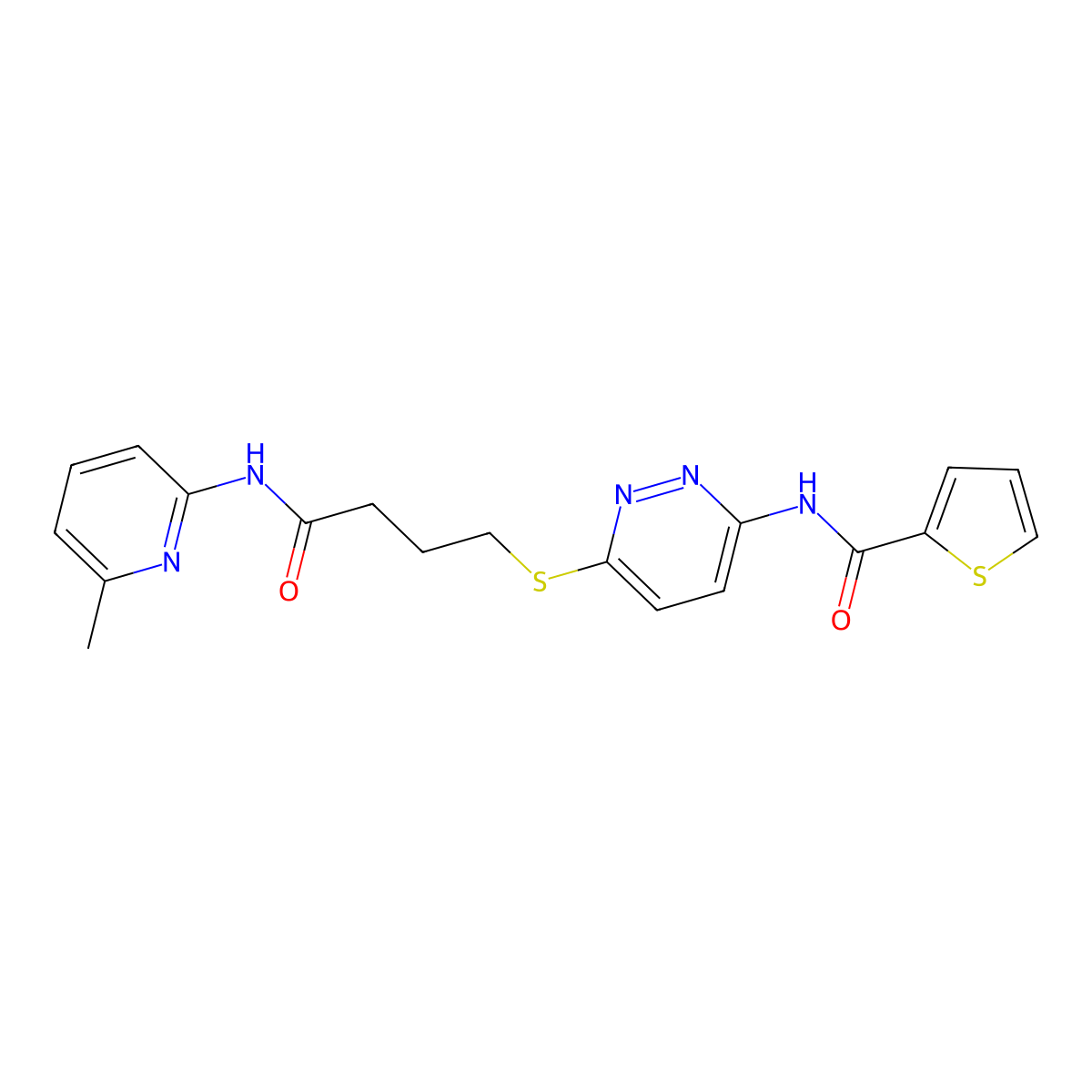 N-(6-((4-((6-methylpyridin-2-yl)amino)-4-oxobutyl)thio)pyridazin-3-yl)thiophene-2-carboxamide molecular structure, CAS 1040649-04-4