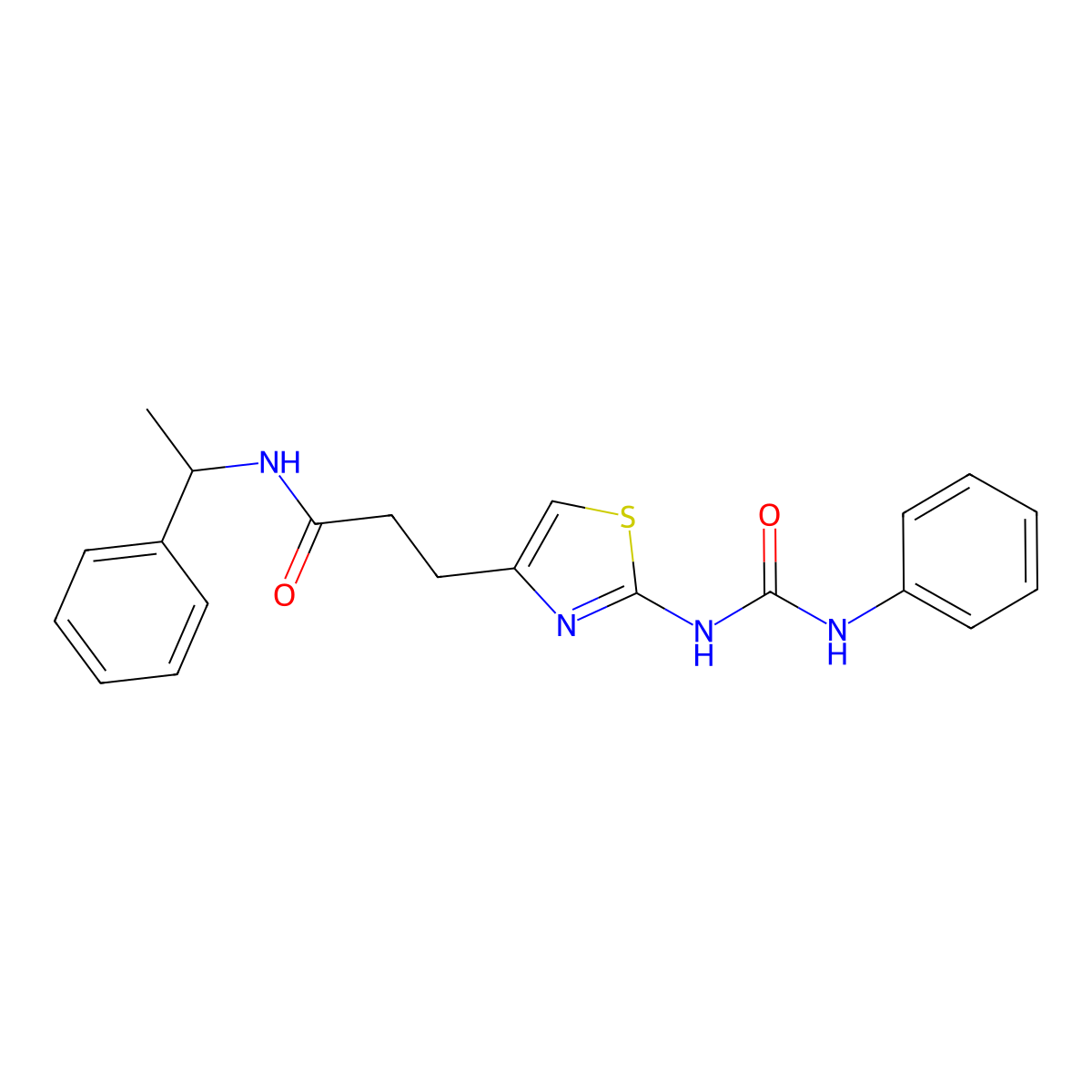N-(1-phenylethyl)-3-(2-(3-phenylureido)thiazol-4-yl)propanamide molecular structure, CAS 1040649-11-3