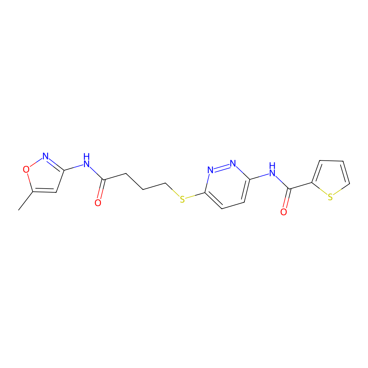 N-(6-((4-((5-methylisoxazol-3-yl)amino)-4-oxobutyl)thio)pyridazin-3-yl)thiophene-2-carboxamide molecular structure, CAS 1040649-16-8