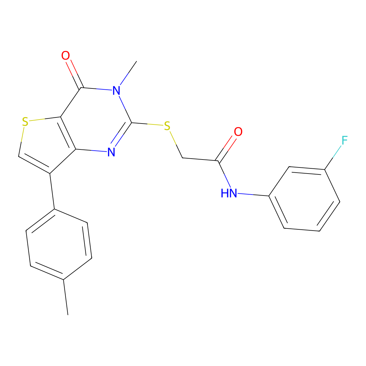 N-(3-fluorophenyl)-2-{[3-methyl-7-(4-methylphenyl)-4-oxo-3,4-dihydrothieno[3,2-d]pyrimidin-2-yl]sulfanyl}acetamide molecular structure, CAS 1040649-23-7